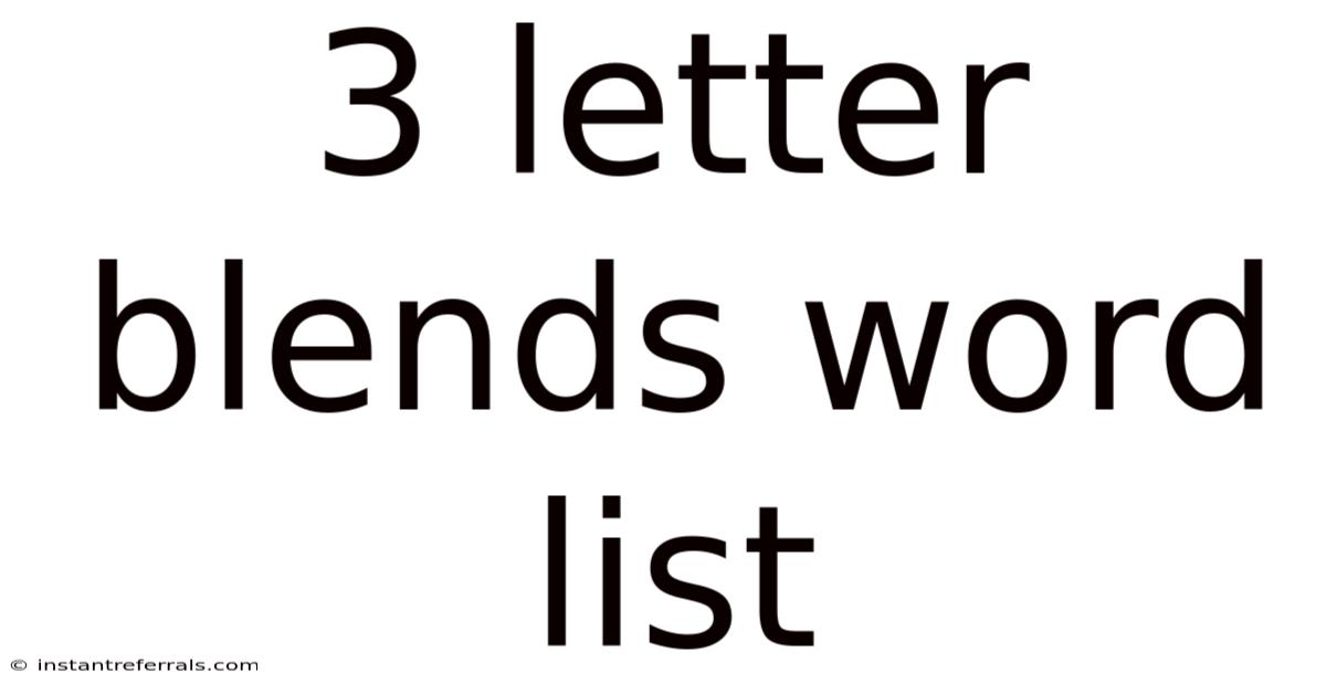 3 Letter Blends Word List