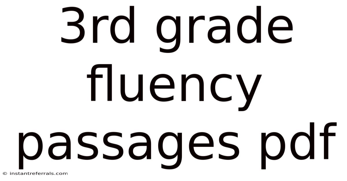 3rd Grade Fluency Passages Pdf