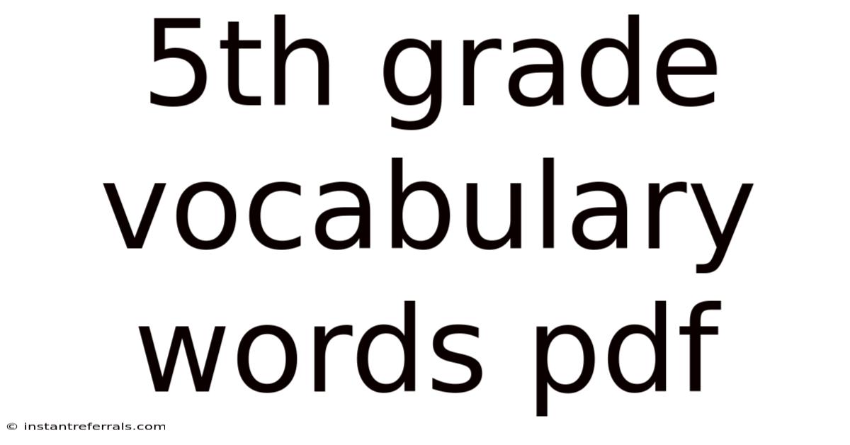 5th Grade Vocabulary Words Pdf