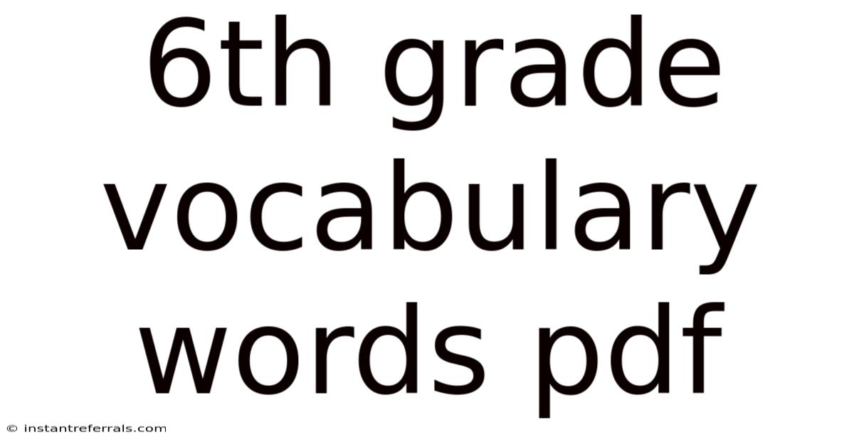 6th Grade Vocabulary Words Pdf