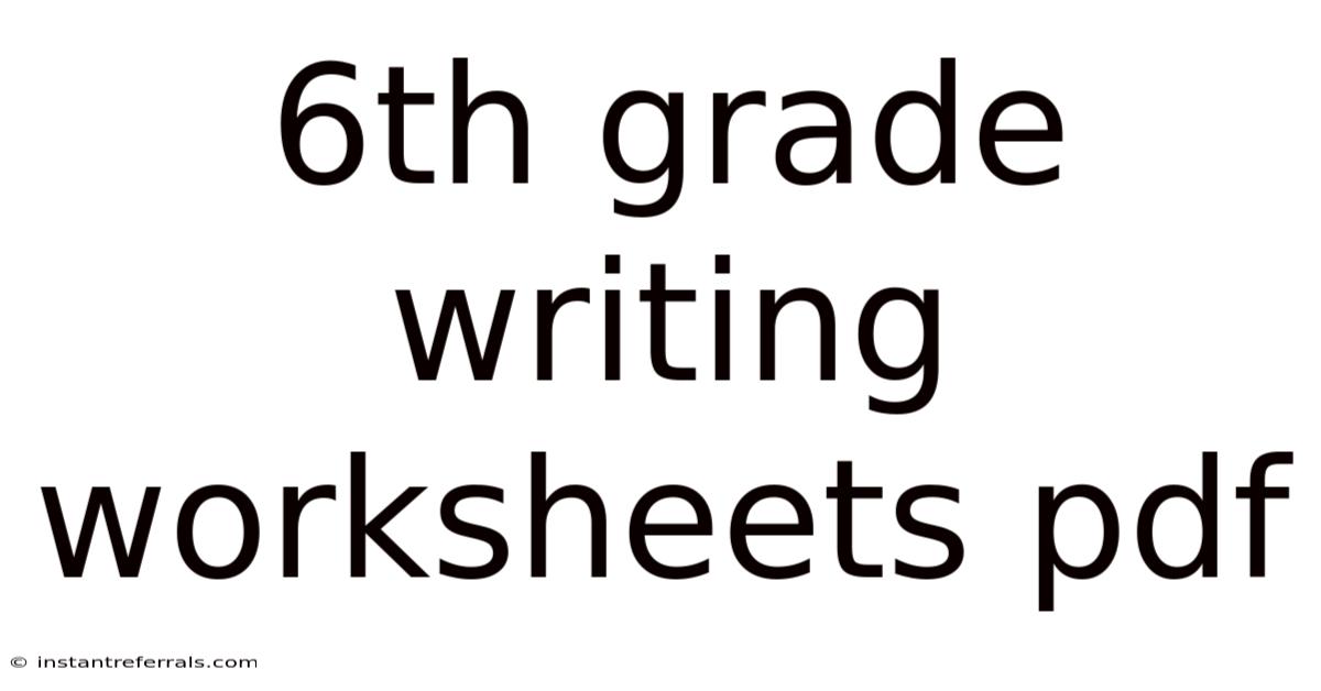 6th Grade Writing Worksheets Pdf
