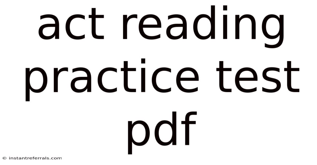 Act Reading Practice Test Pdf