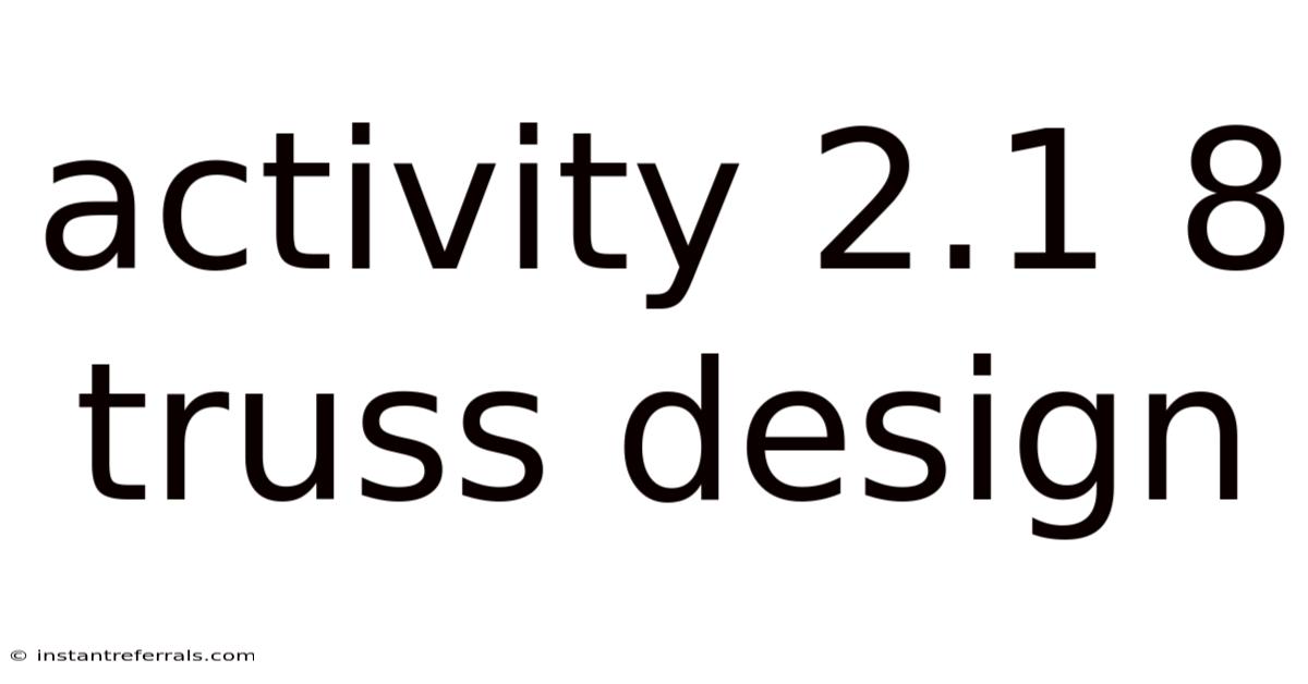 Activity 2.1 8 Truss Design