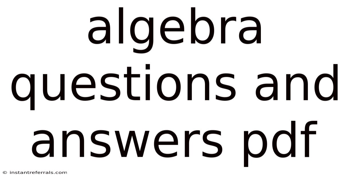 Algebra Questions And Answers Pdf