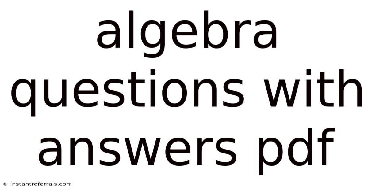 Algebra Questions With Answers Pdf