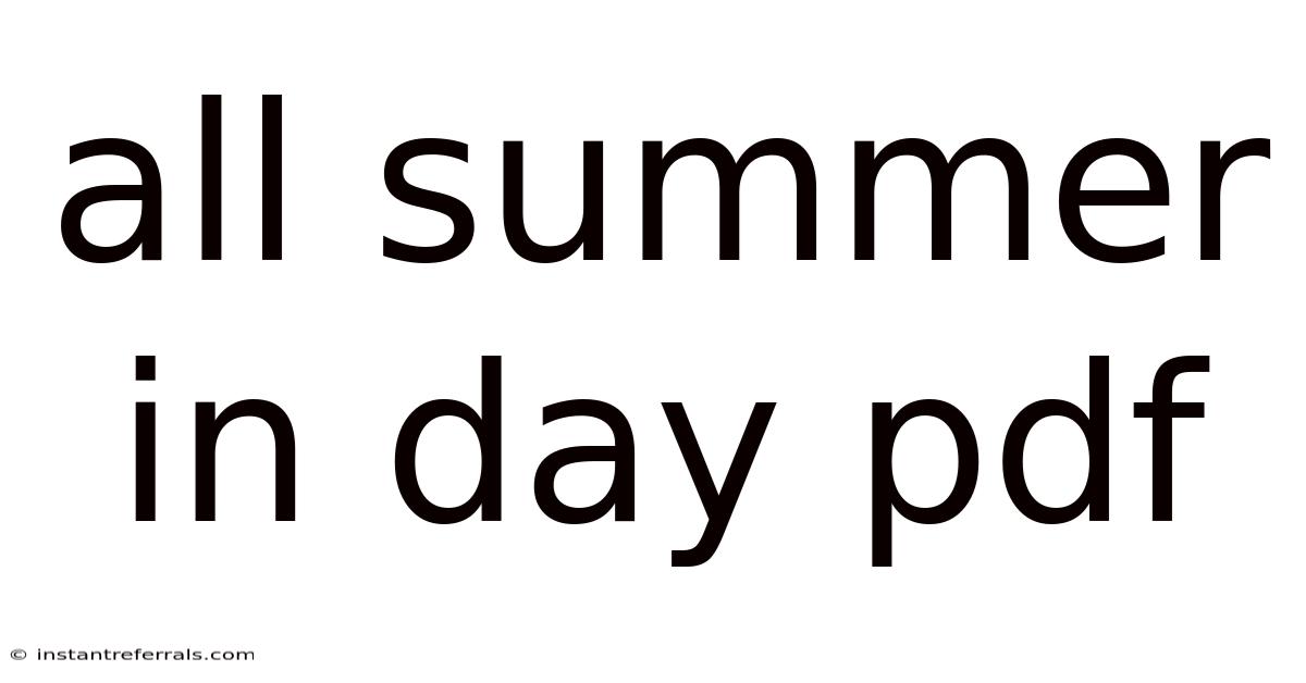 All Summer In Day Pdf