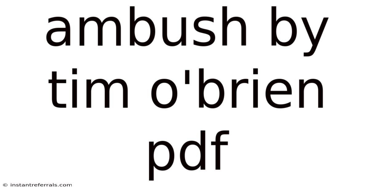 Ambush By Tim O'brien Pdf