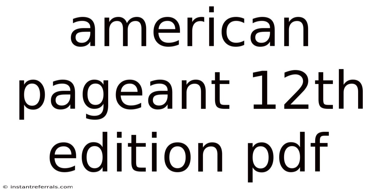 American Pageant 12th Edition Pdf