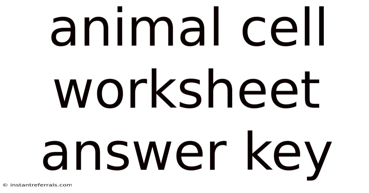 Animal Cell Worksheet Answer Key