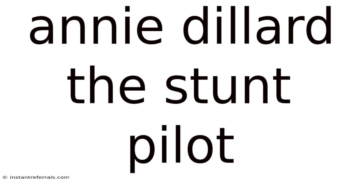 Annie Dillard The Stunt Pilot
