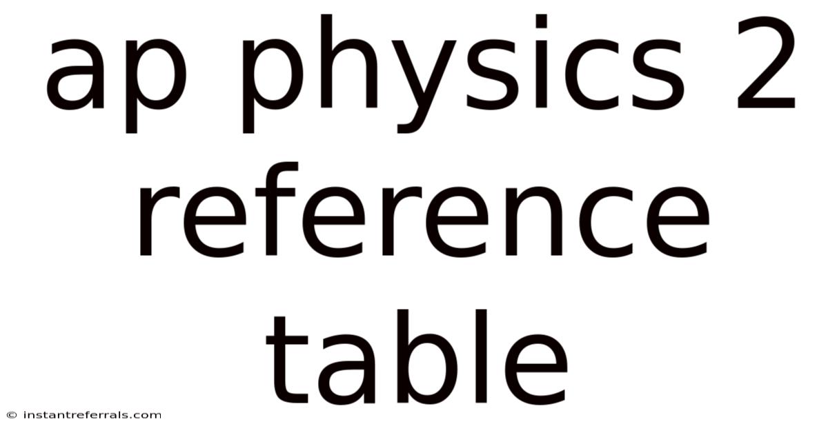 Ap Physics 2 Reference Table