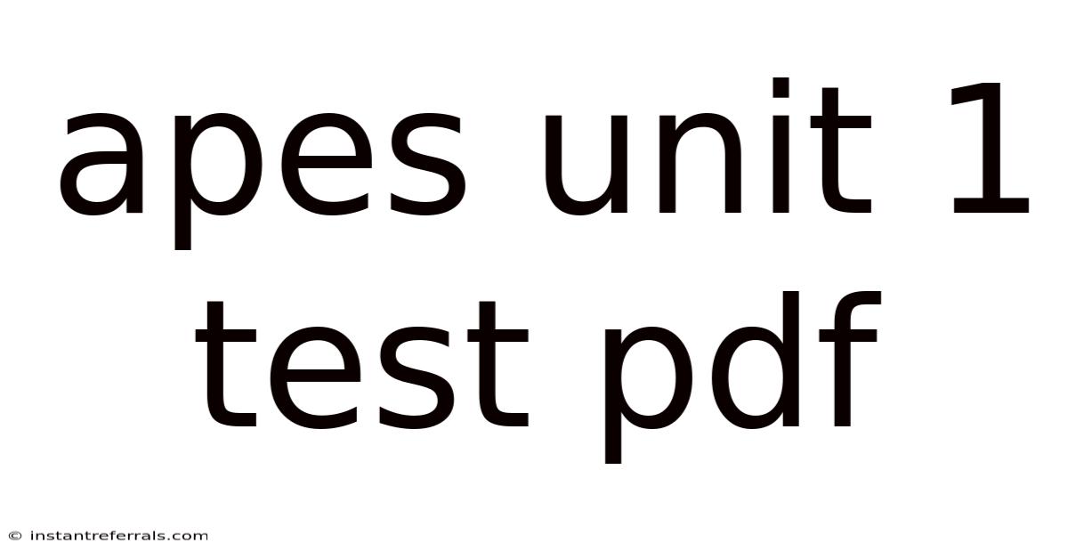 Apes Unit 1 Test Pdf