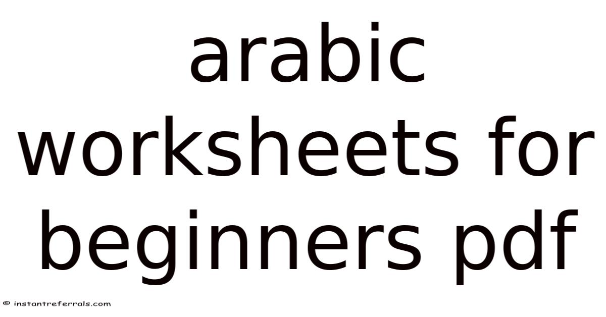 Arabic Worksheets For Beginners Pdf