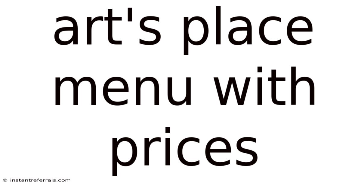 Art's Place Menu With Prices