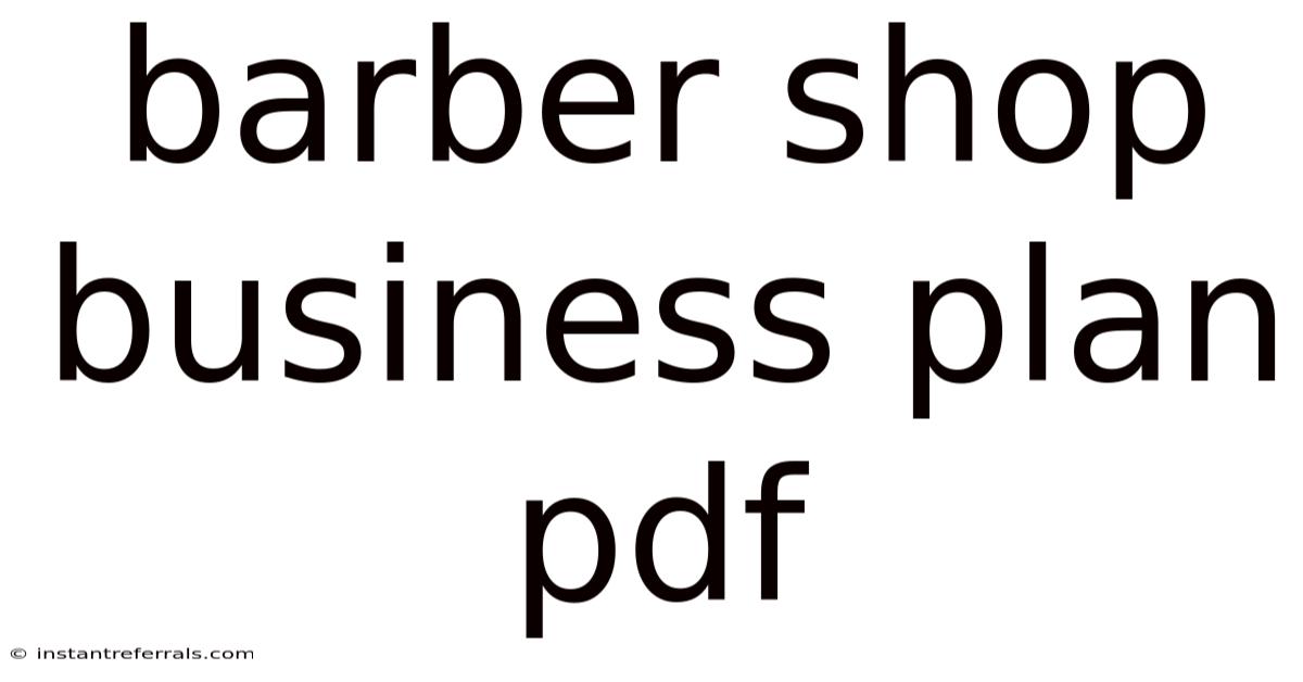 Barber Shop Business Plan Pdf