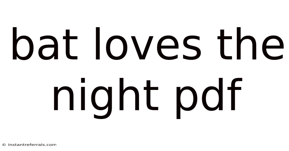 Bat Loves The Night Pdf