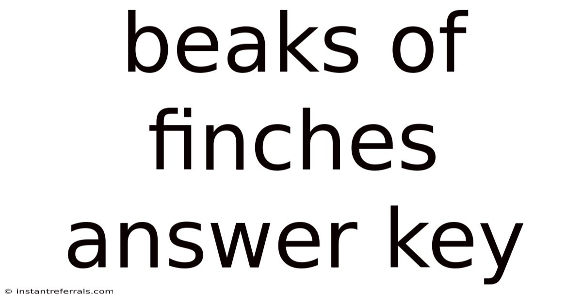 Beaks Of Finches Answer Key
