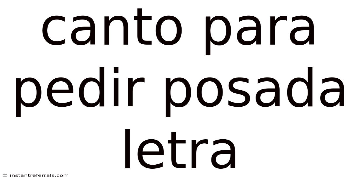 Canto Para Pedir Posada Letra