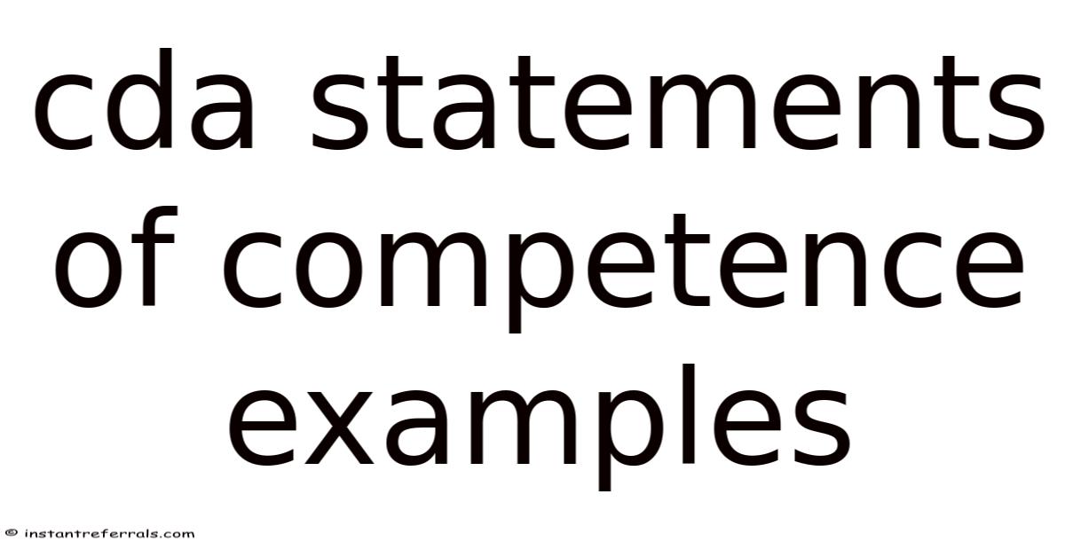 Cda Statements Of Competence Examples