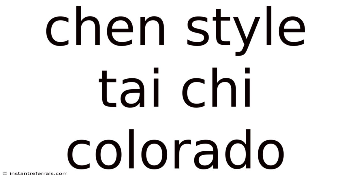 Chen Style Tai Chi Colorado