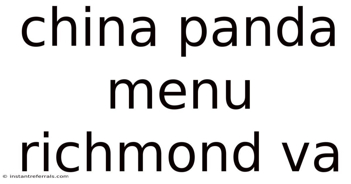 China Panda Menu Richmond Va