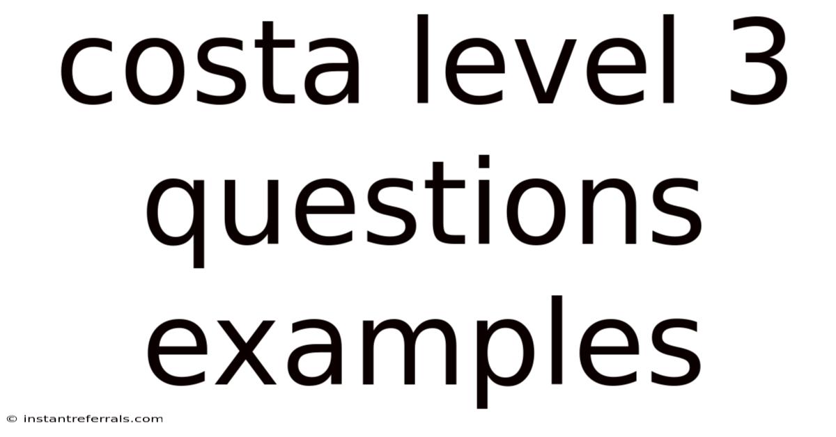 Costa Level 3 Questions Examples