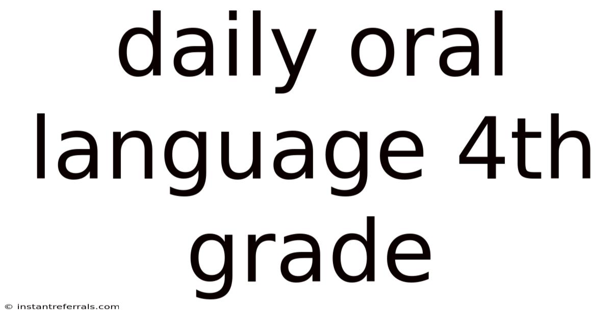 Daily Oral Language 4th Grade