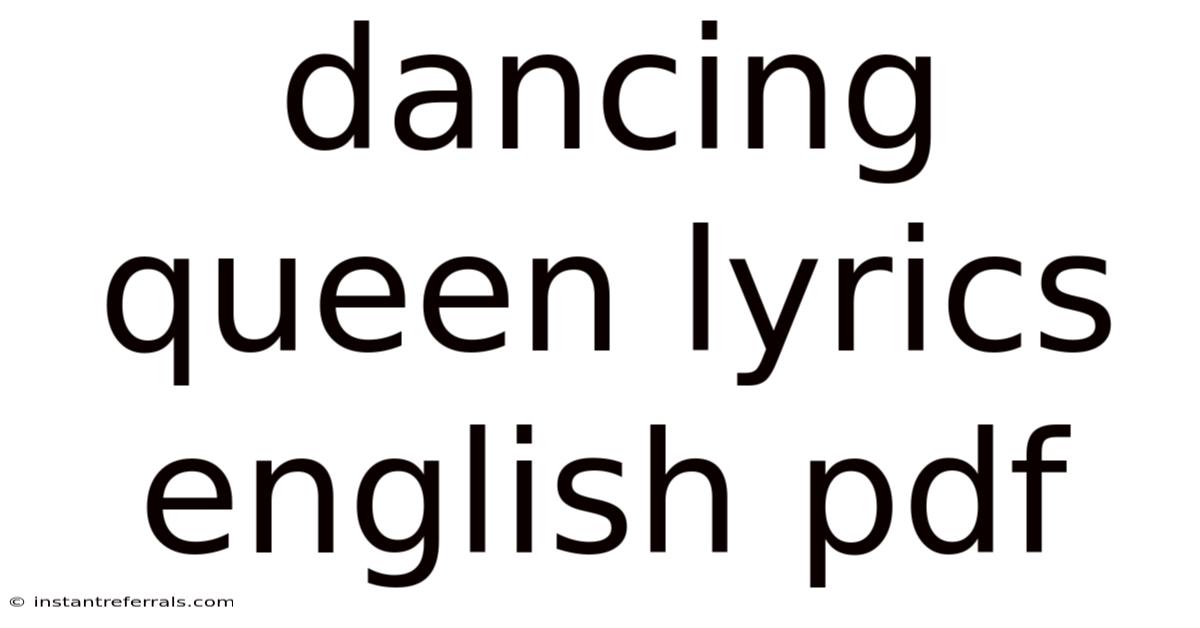 Dancing Queen Lyrics English Pdf