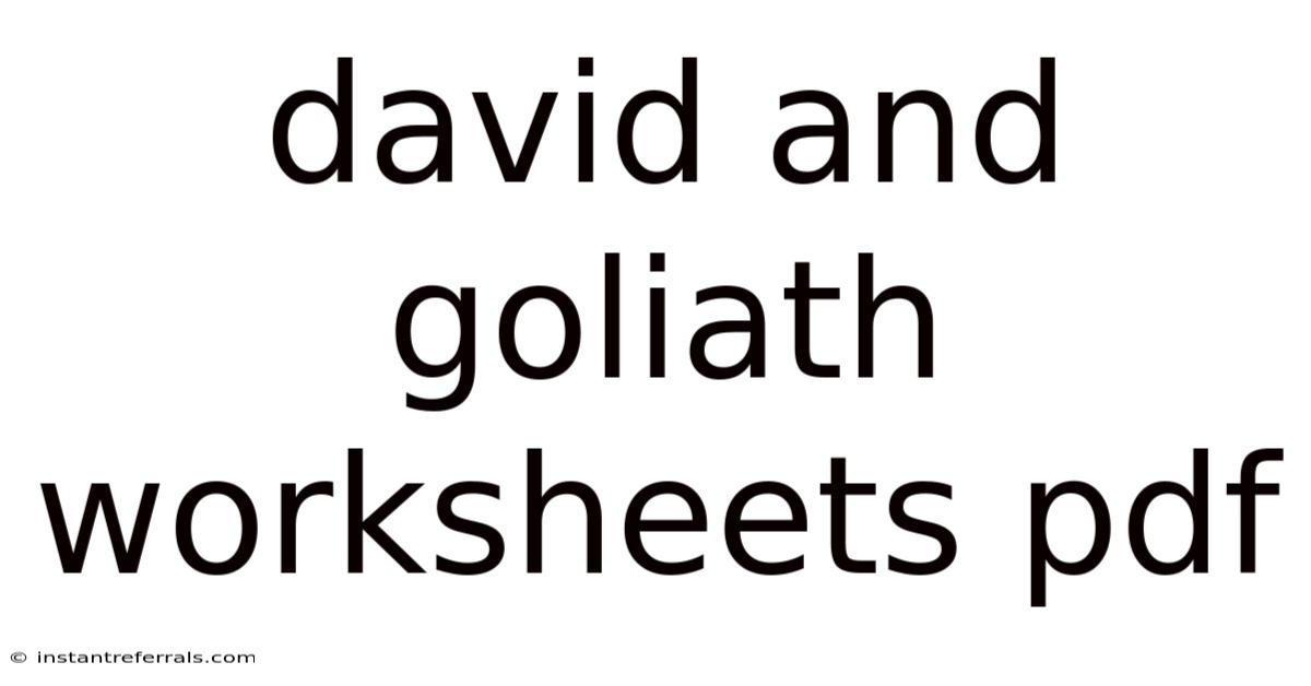 David And Goliath Worksheets Pdf
