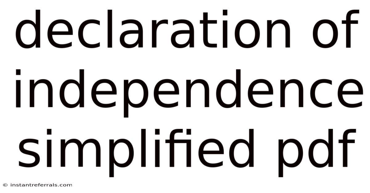 Declaration Of Independence Simplified Pdf