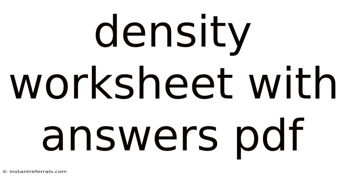 Density Worksheet With Answers Pdf