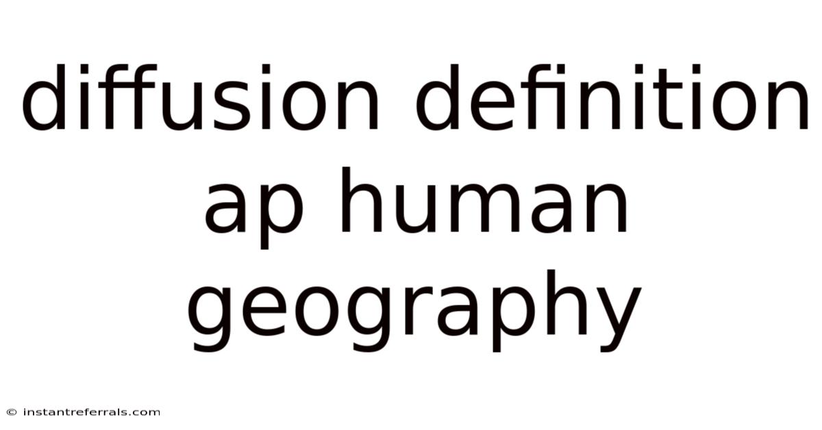 Diffusion Definition Ap Human Geography