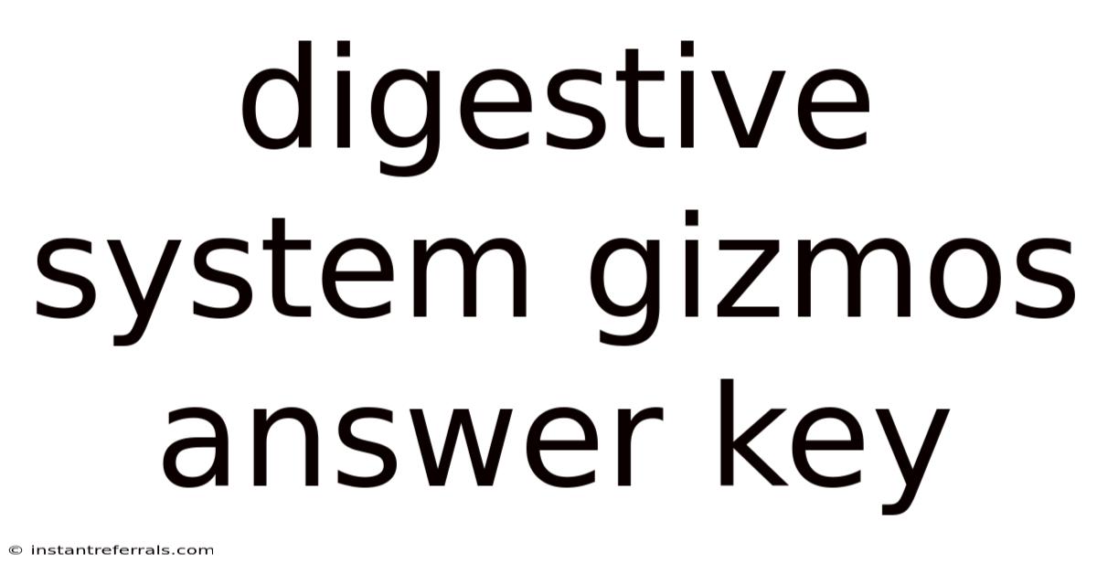 Digestive System Gizmos Answer Key