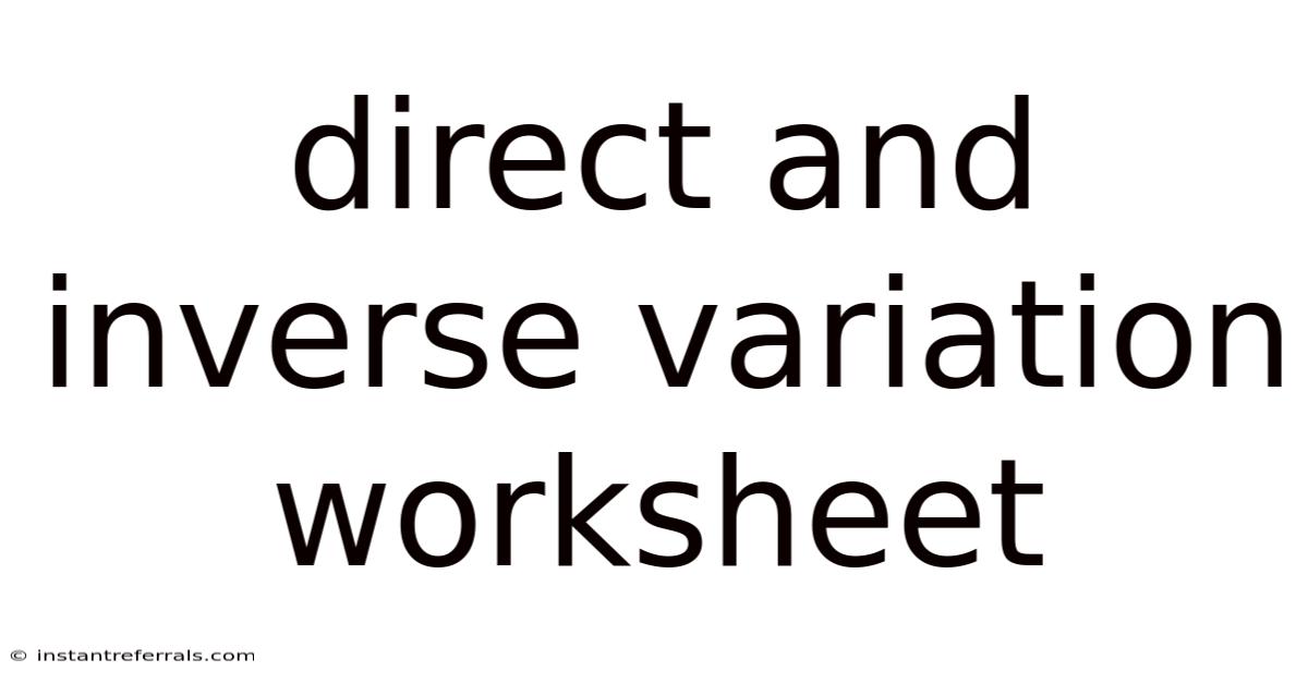 Direct And Inverse Variation Worksheet