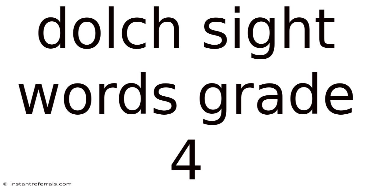 Dolch Sight Words Grade 4