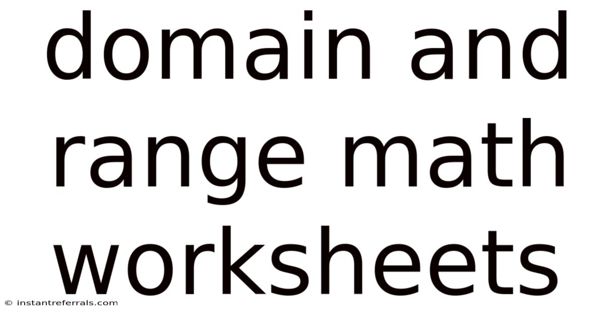 Domain And Range Math Worksheets