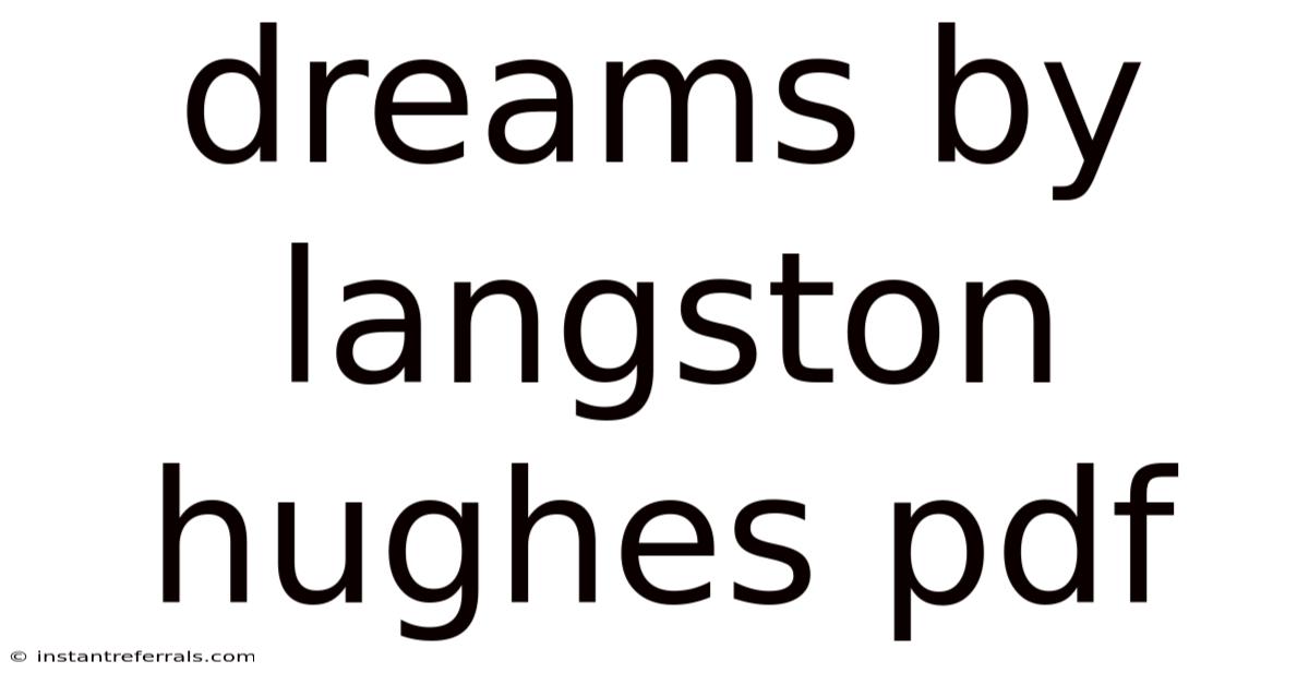Dreams By Langston Hughes Pdf