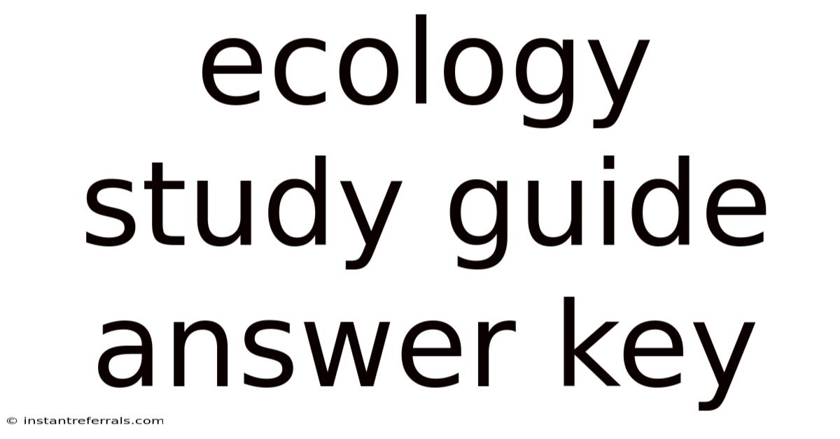 Ecology Study Guide Answer Key