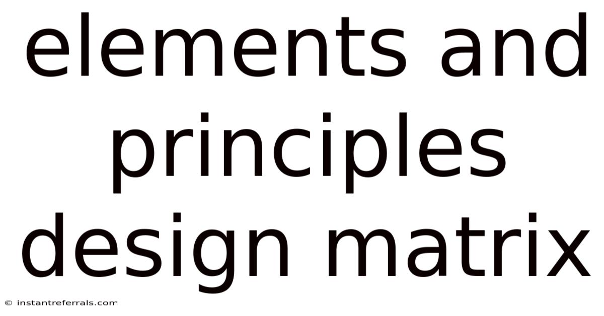 Elements And Principles Design Matrix