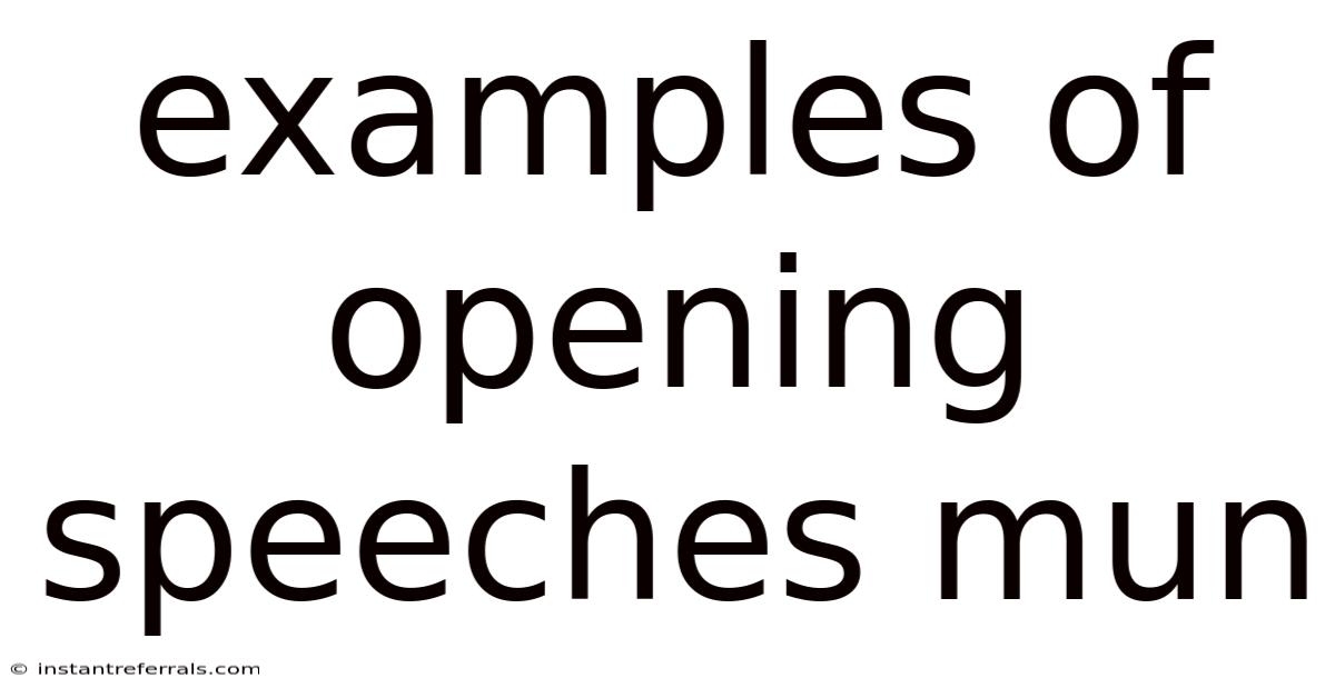 Examples Of Opening Speeches Mun