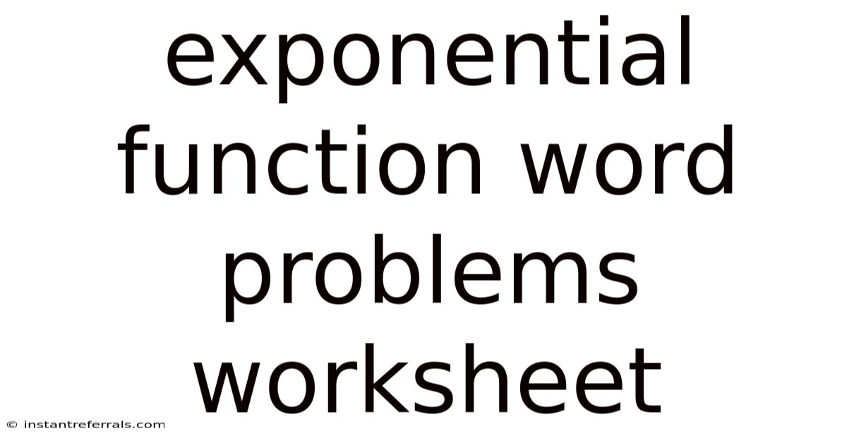 Exponential Function Word Problems Worksheet