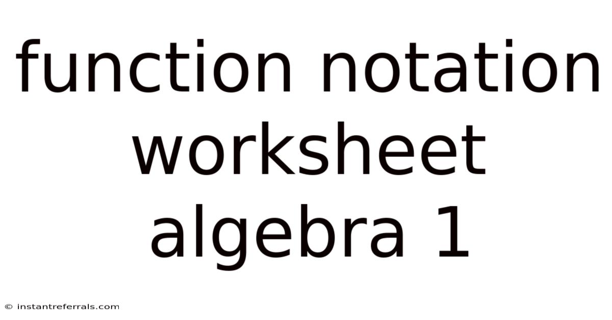 Function Notation Worksheet Algebra 1