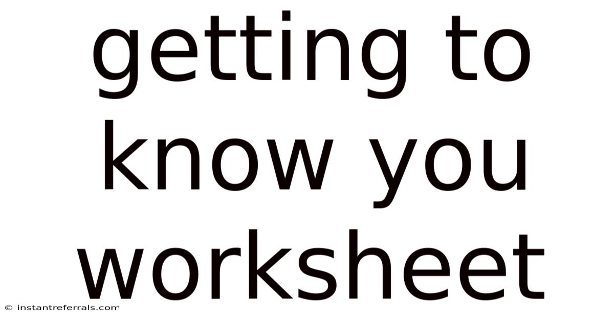 Getting To Know You Worksheet