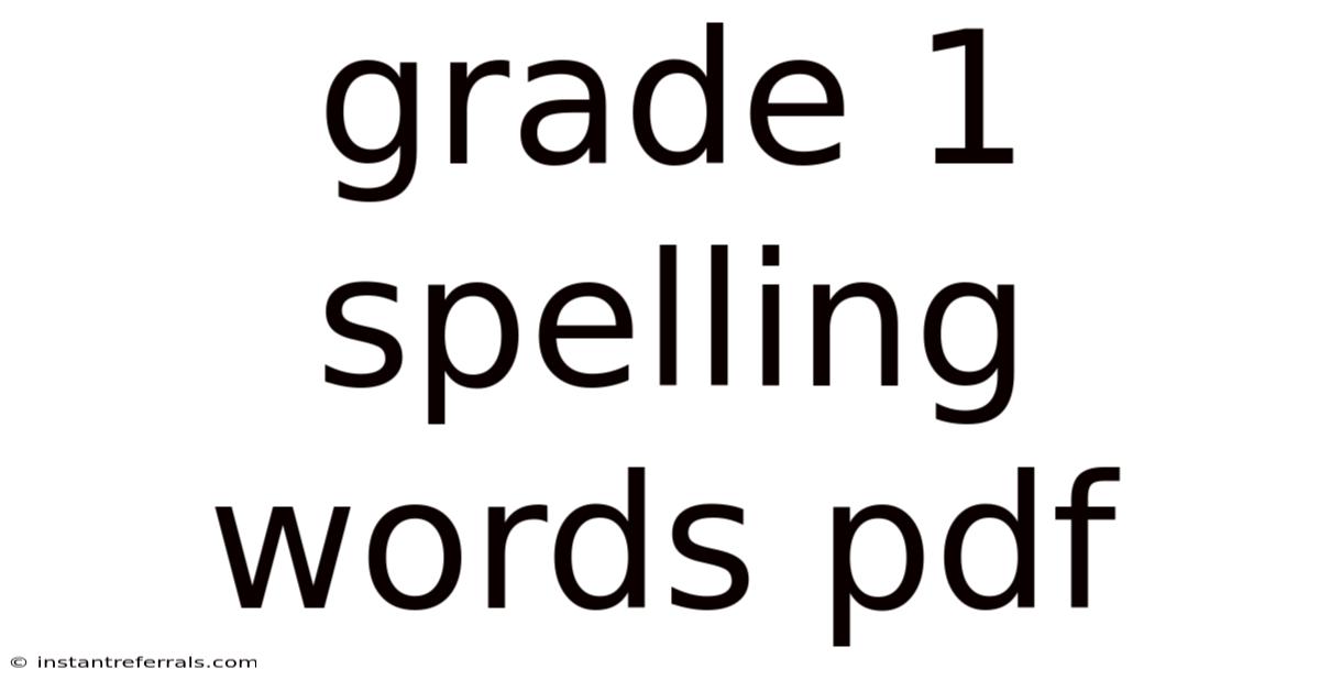 Grade 1 Spelling Words Pdf