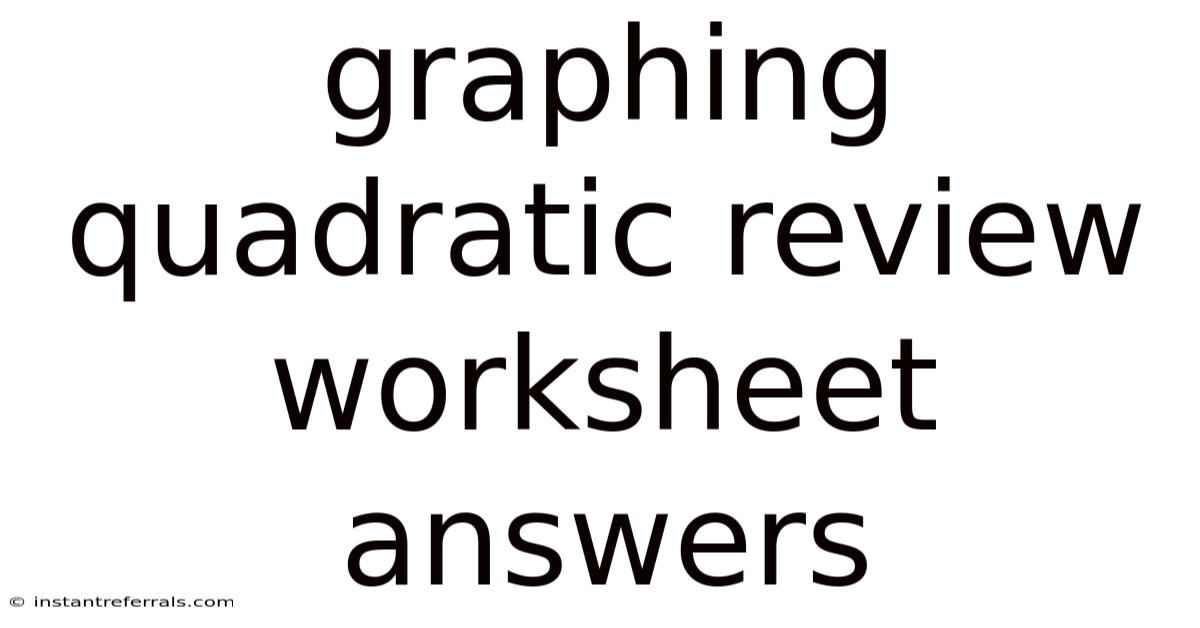 Graphing Quadratic Review Worksheet Answers