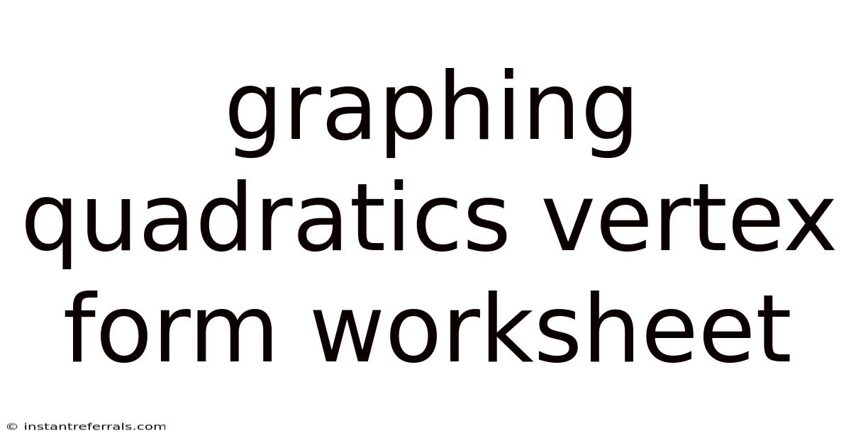 Graphing Quadratics Vertex Form Worksheet