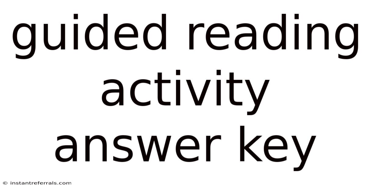 Guided Reading Activity Answer Key