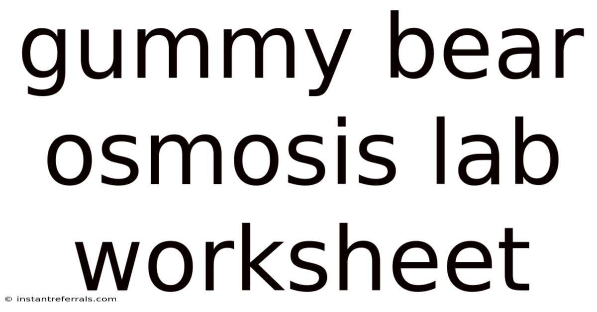Gummy Bear Osmosis Lab Worksheet