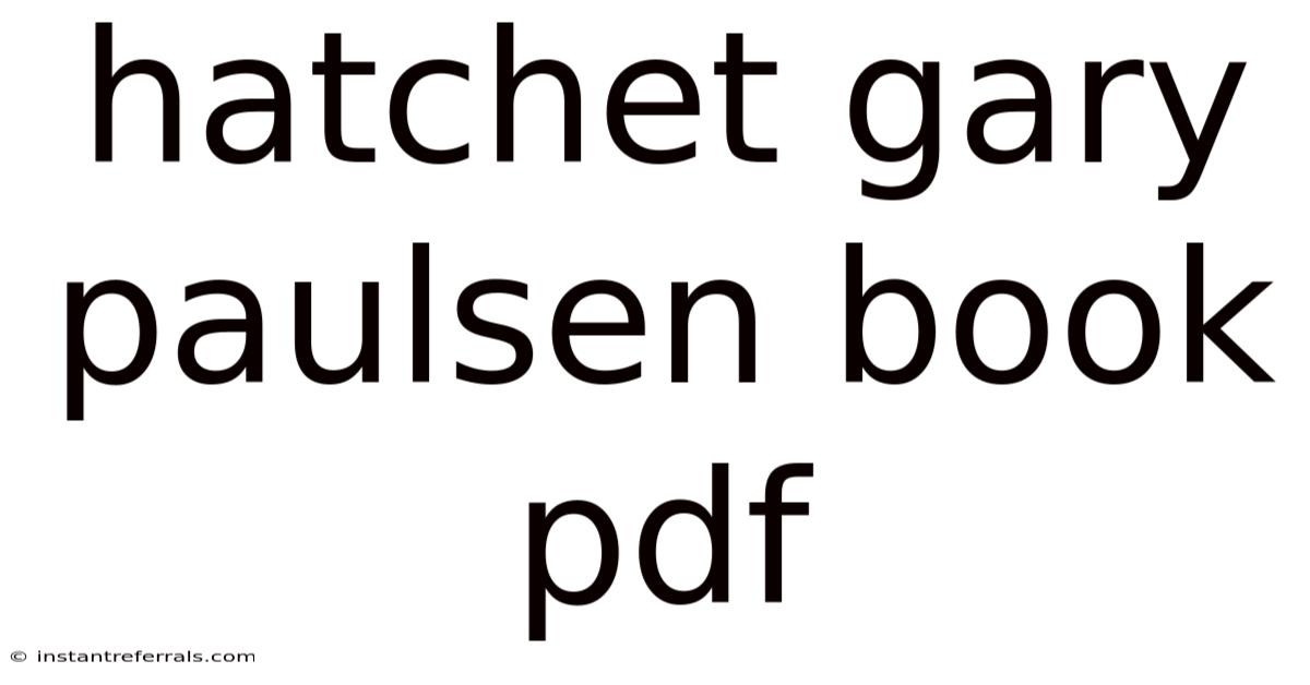 Hatchet Gary Paulsen Book Pdf