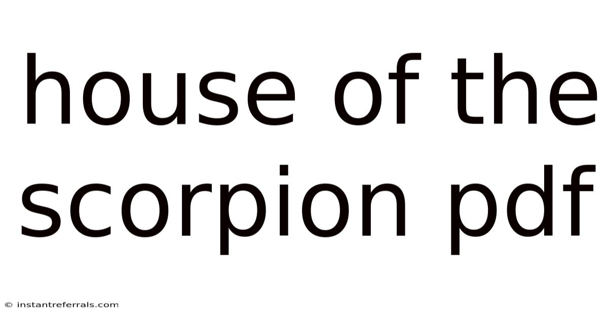 House Of The Scorpion Pdf